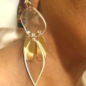 Glass with gold drop earrings